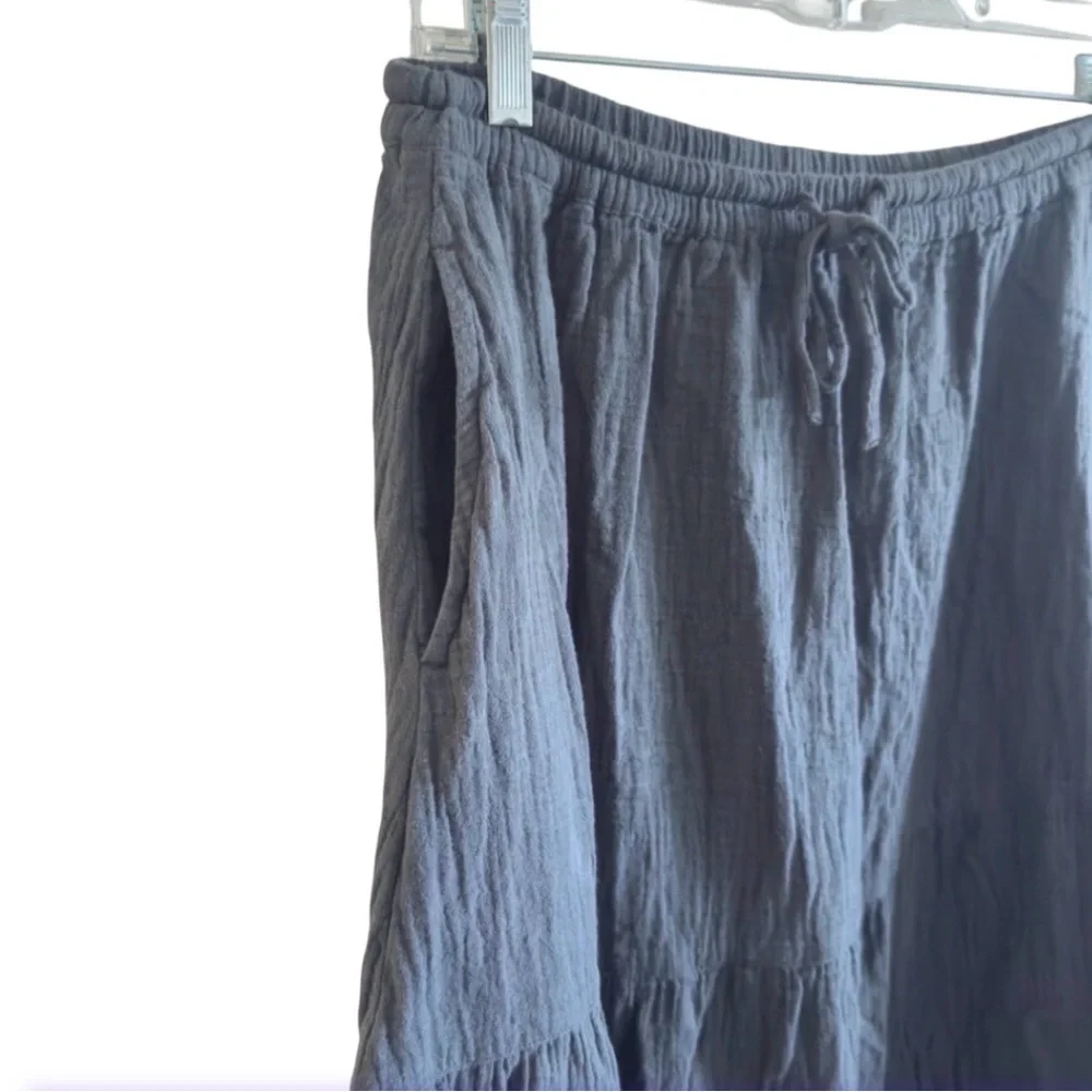 Pact Organic Cotton Coastal Double Gauze Tiered Maxi Skirt Medium Charcoal Gray - Picture 8 of 8
